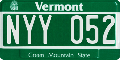 VT license plate NYY052