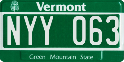 VT license plate NYY063