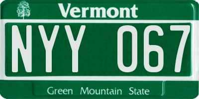 VT license plate NYY067