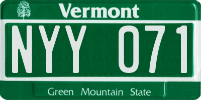VT license plate NYY071
