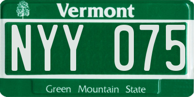 VT license plate NYY075