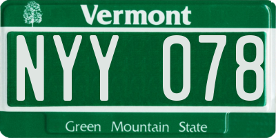 VT license plate NYY078