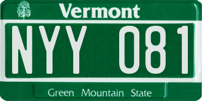 VT license plate NYY081