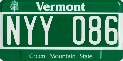 VT license plate NYY086