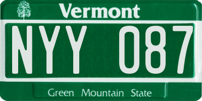 VT license plate NYY087
