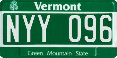 VT license plate NYY096