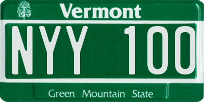VT license plate NYY100