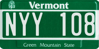 VT license plate NYY108