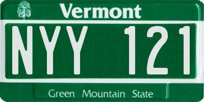 VT license plate NYY121