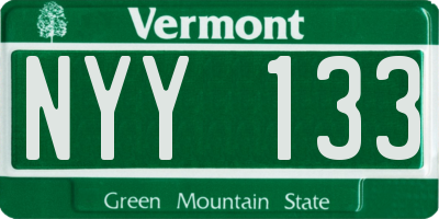 VT license plate NYY133