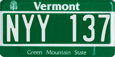 VT license plate NYY137