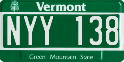 VT license plate NYY138