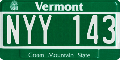VT license plate NYY143