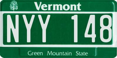 VT license plate NYY148