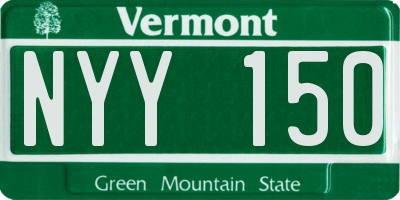 VT license plate NYY150