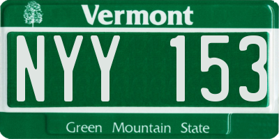 VT license plate NYY153