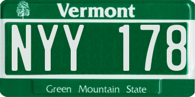 VT license plate NYY178