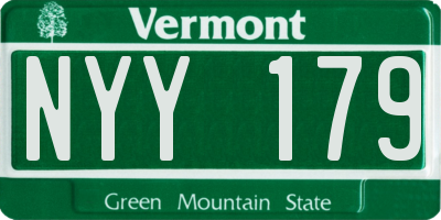VT license plate NYY179
