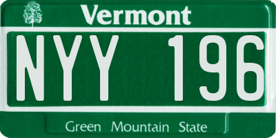 VT license plate NYY196