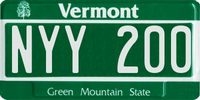 VT license plate NYY200