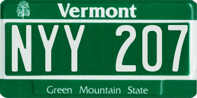 VT license plate NYY207