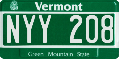 VT license plate NYY208