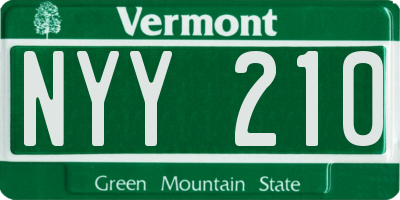 VT license plate NYY210