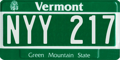 VT license plate NYY217