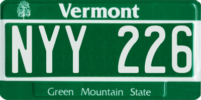 VT license plate NYY226