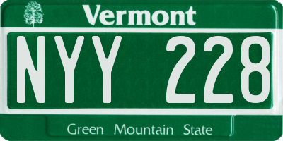 VT license plate NYY228