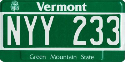 VT license plate NYY233