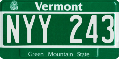 VT license plate NYY243