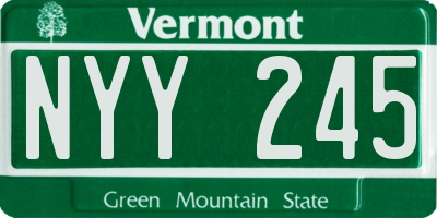 VT license plate NYY245