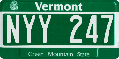 VT license plate NYY247