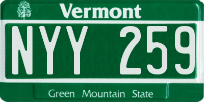 VT license plate NYY259