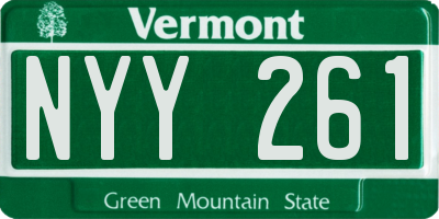 VT license plate NYY261