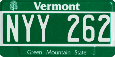 VT license plate NYY262