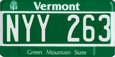 VT license plate NYY263