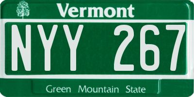 VT license plate NYY267
