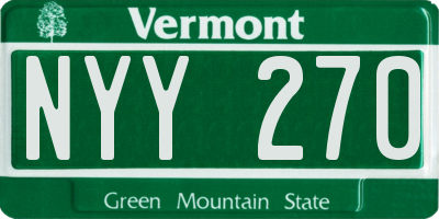 VT license plate NYY270