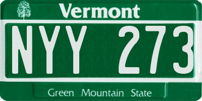 VT license plate NYY273