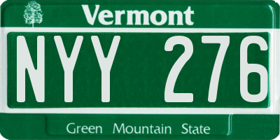 VT license plate NYY276
