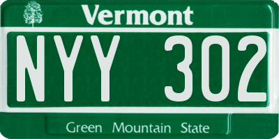 VT license plate NYY302