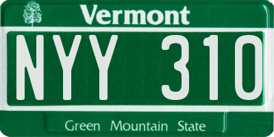 VT license plate NYY310