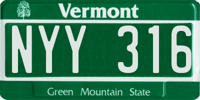VT license plate NYY316