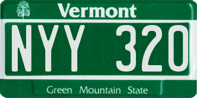 VT license plate NYY320