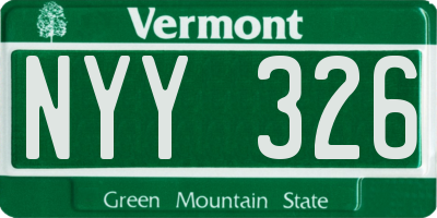 VT license plate NYY326