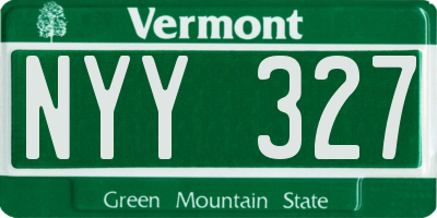 VT license plate NYY327