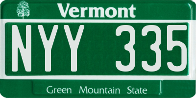 VT license plate NYY335
