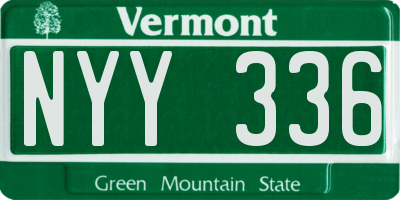 VT license plate NYY336
